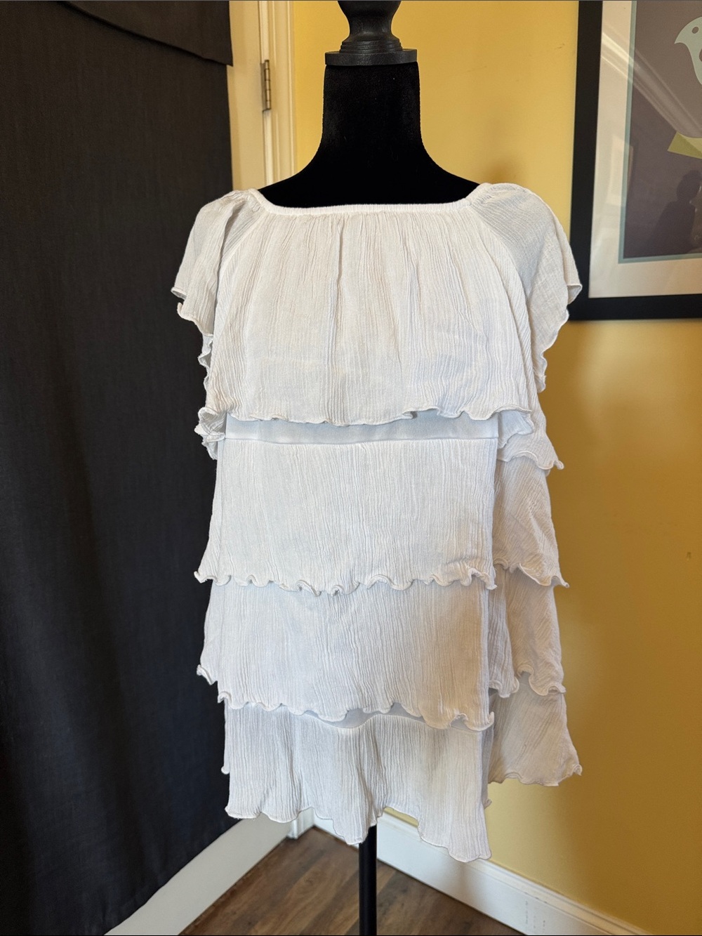 White Ruffle Tiered Blouse